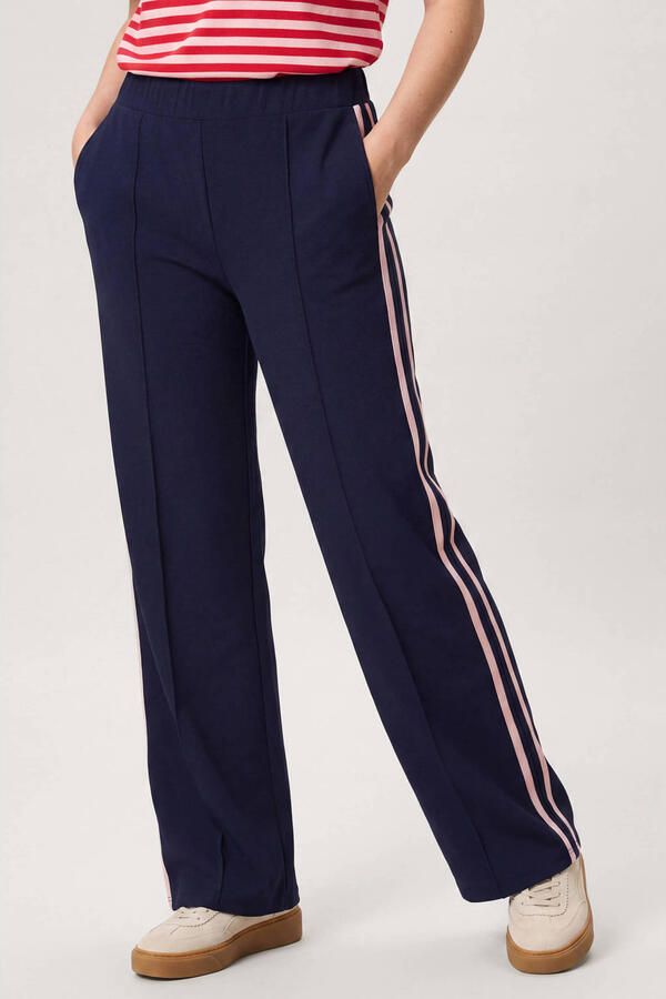 Miss Etam high waist straight leg gestreepte broek blauw