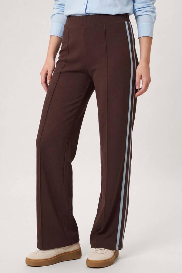 Miss Etam high waist straight leg gestreepte broek bruin