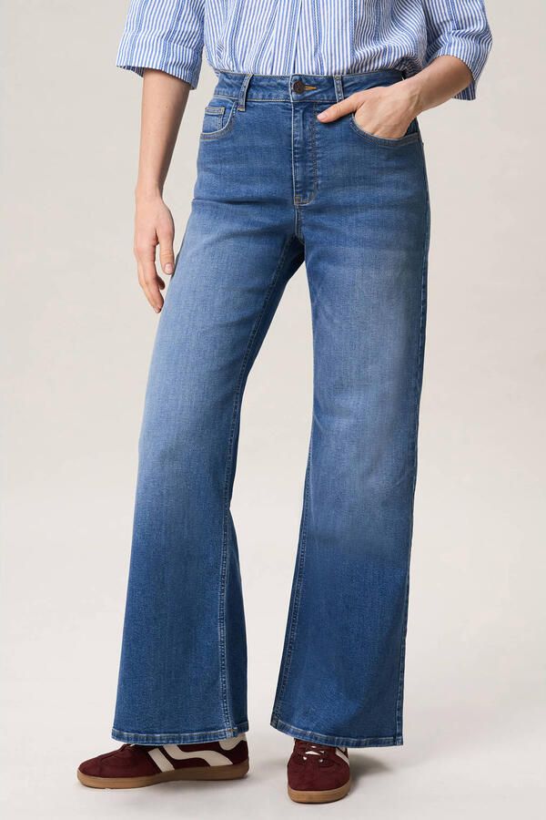 Miss Etam high waist wide leg jeans medium blue denim