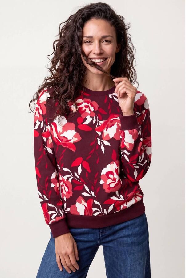 Miss Etam katoenen gebreide gebloemde trui donkerrood