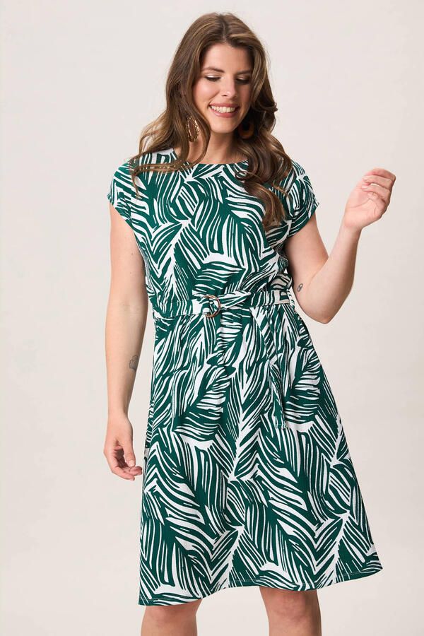 Miss Etam korte jurk met ceintuur groen