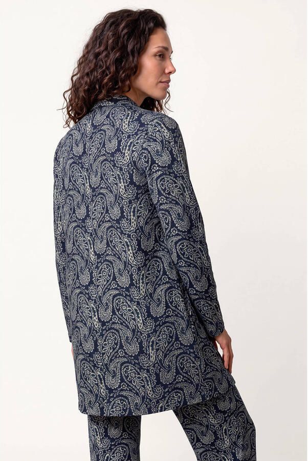 Miss Etam lange vest met print donkerblauw - Foto 2