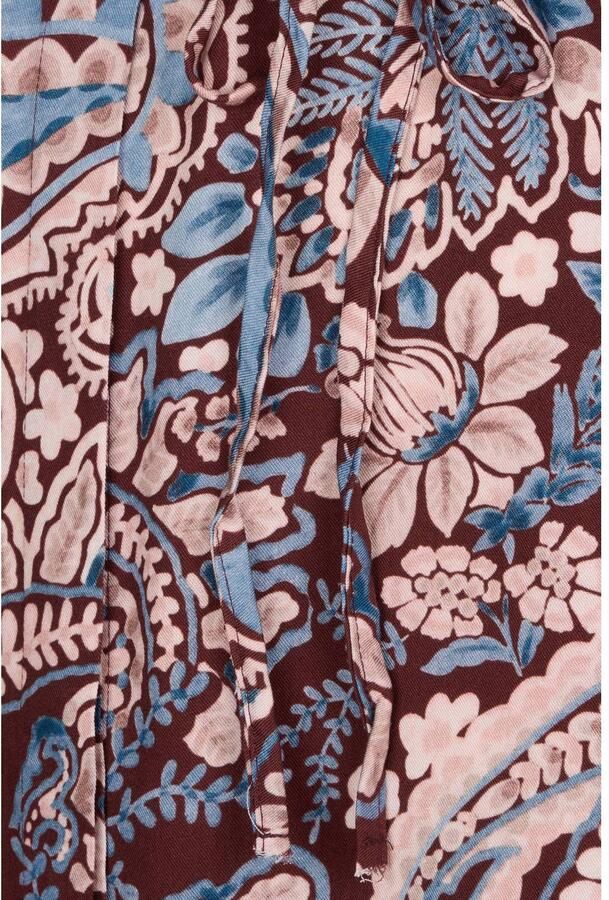 Miss Etam midi blousejurk met print donkerrood lichtroze blauw