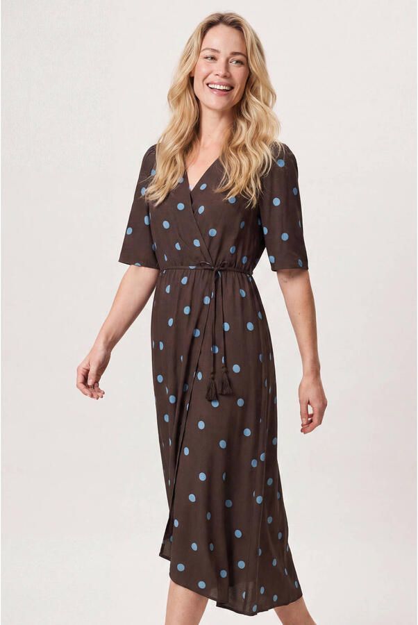 Miss Etam midi jurk met stippen bruin