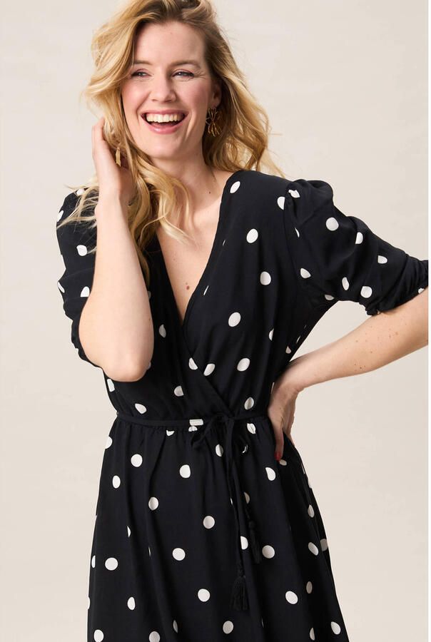 Miss Etam midi jurk met stippen zwart