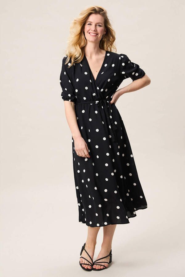 Miss Etam midi jurk met stippen zwart - Foto 2