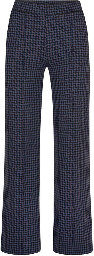 Miss Etam pied-de-poule flared broek donkerblauw