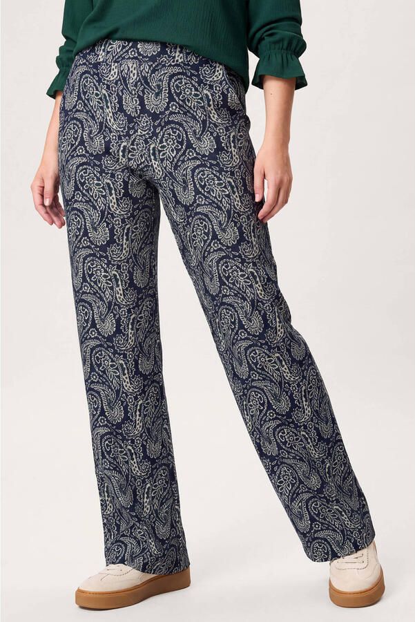 Miss Etam regular fit broek met paisley donkerblauw
