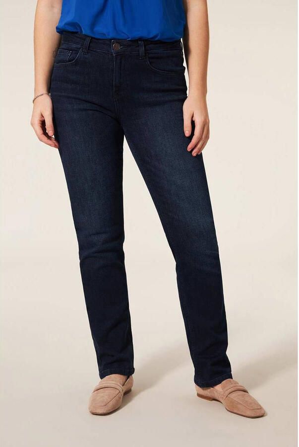 Miss Etam regular waist straight leg jeans dark blue denim