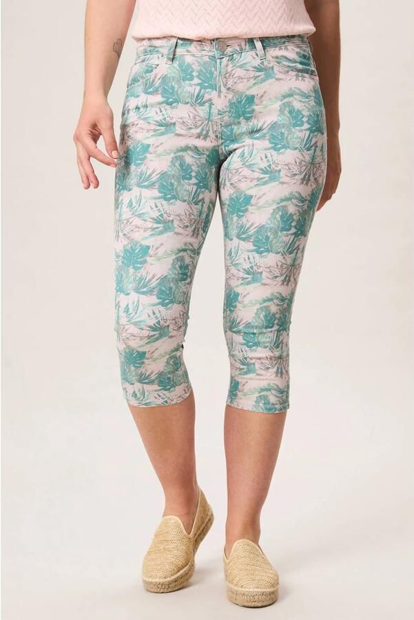 Miss Etam slim regular waist gebloemde capri groen