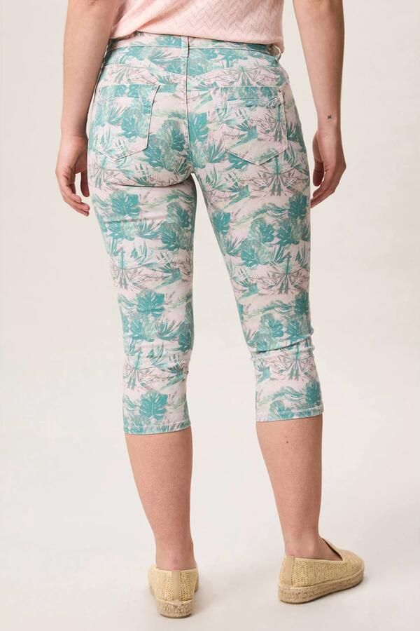 Miss Etam slim regular waist gebloemde capri groen - Foto 2