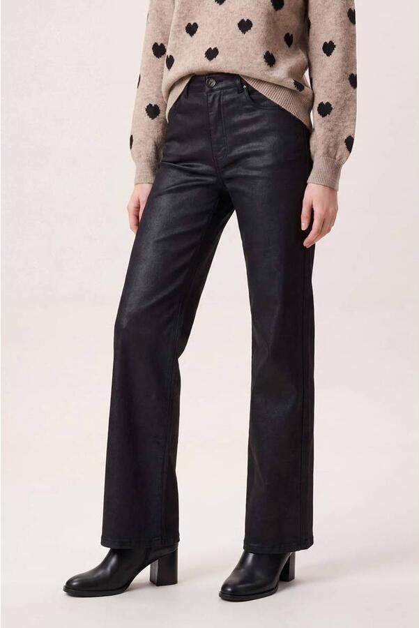 Miss Etam straight leg coated broek zwart