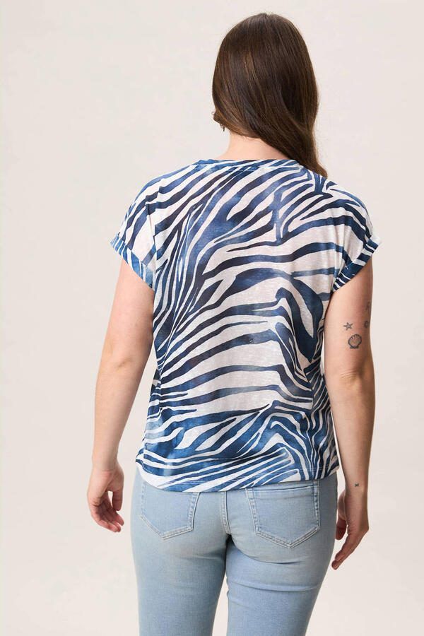 Miss Etam T-shirt met dierenprint blauw - Foto 3