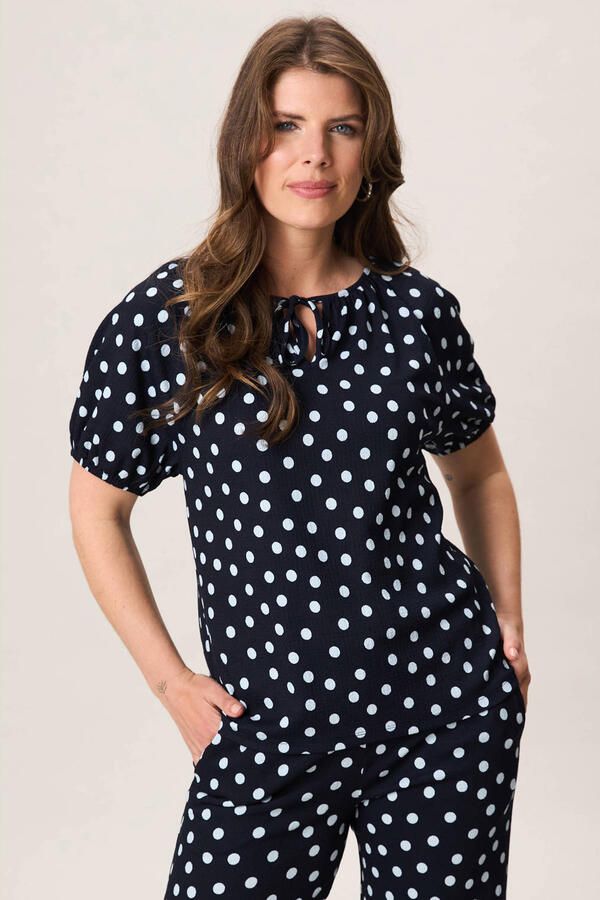 Miss Etam top met stippen donkerblauw