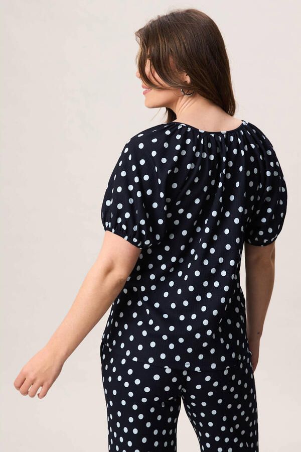Miss Etam top met stippen donkerblauw - Foto 3