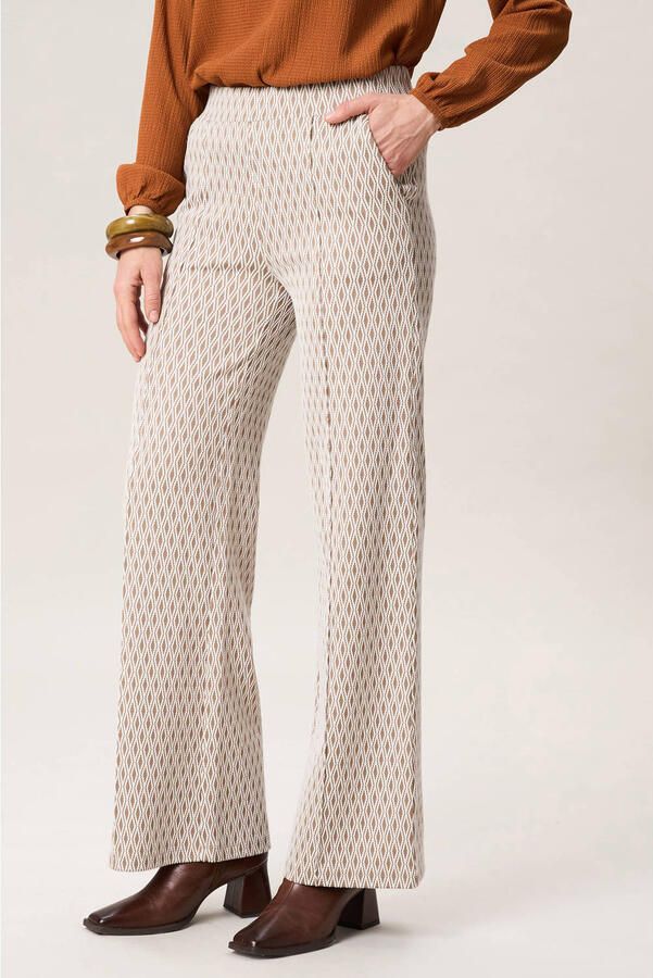Miss Etam wide leg high waist casual broek lichtbruin