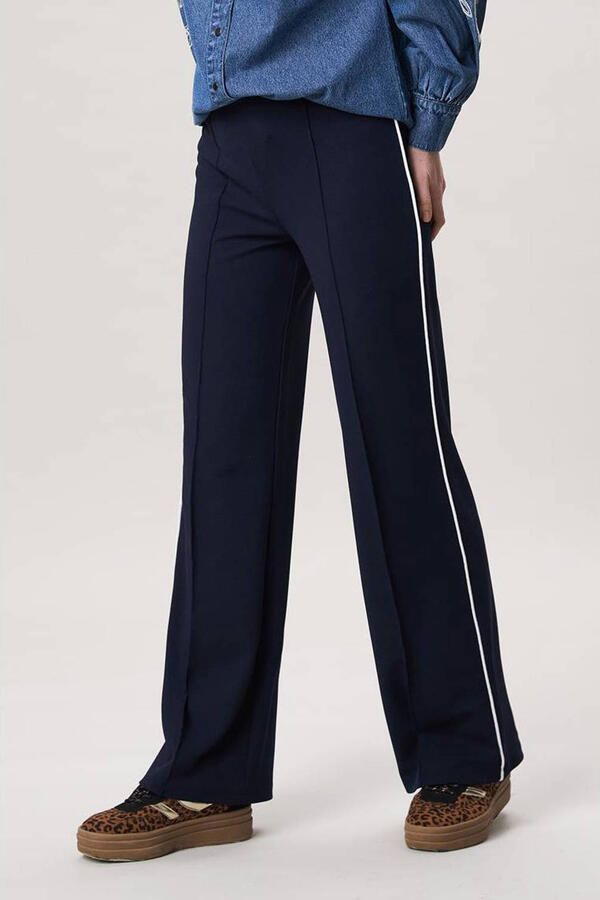 Miss Etam wide leg high waist gestreepte casual broek donkerblauw
