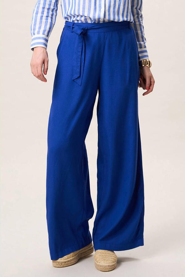 Miss Etam wide leg regular waist broek blauw