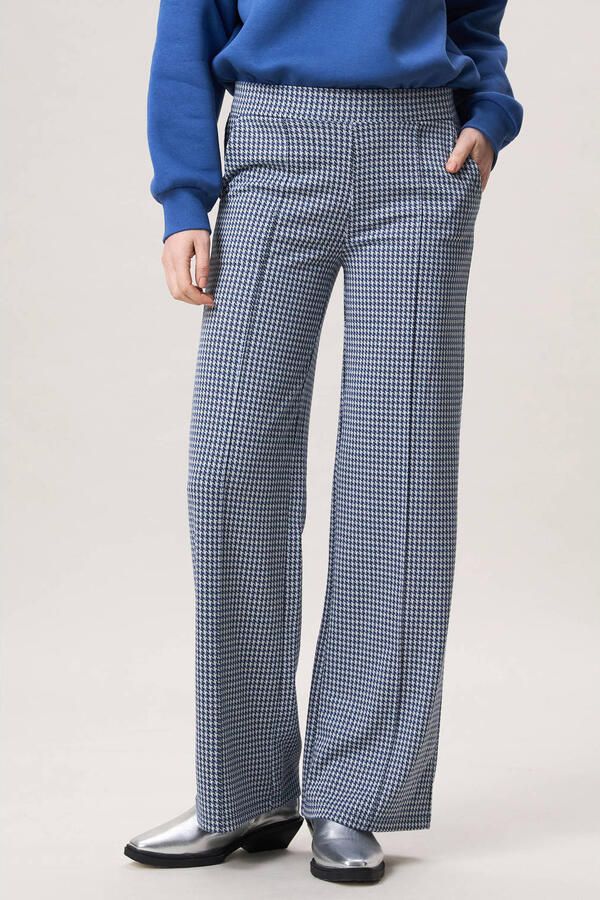 Miss Etam wide leg regular waist broek blauw
