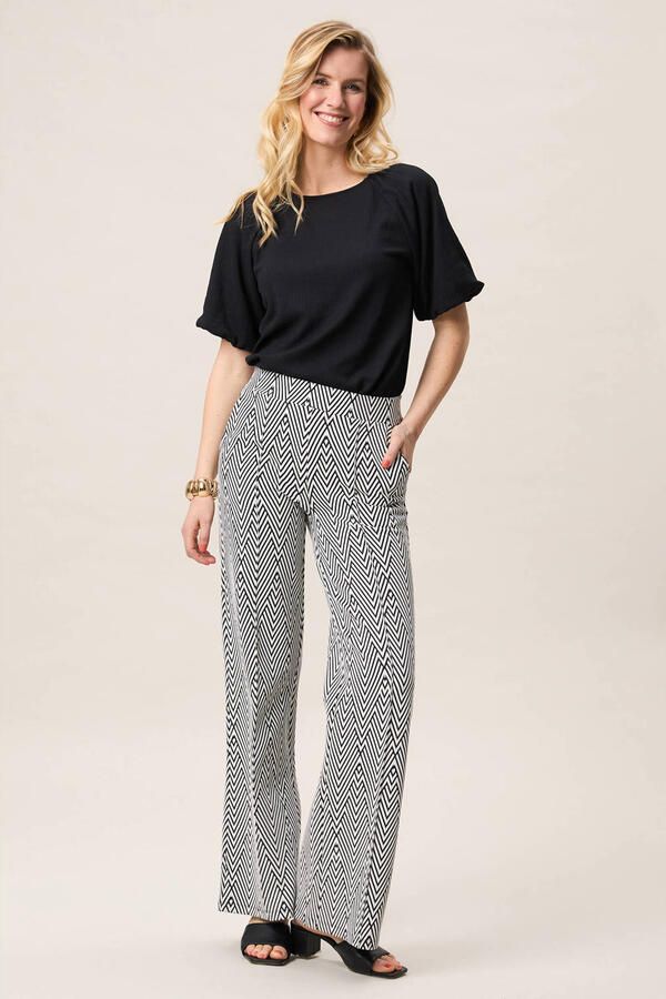 Miss Etam wide leg regular waist broek zwart