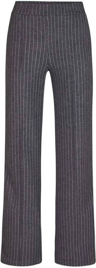 Miss Etam wide leg regular waist pantalon met krijtstreep antraciet