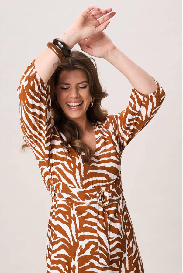 Miss Etam zomerjurk met zebraprint camel - Foto 3