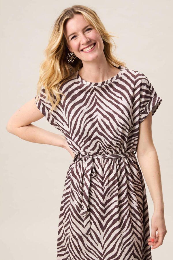 Miss Etam zomerjurk met zebraprint ecru