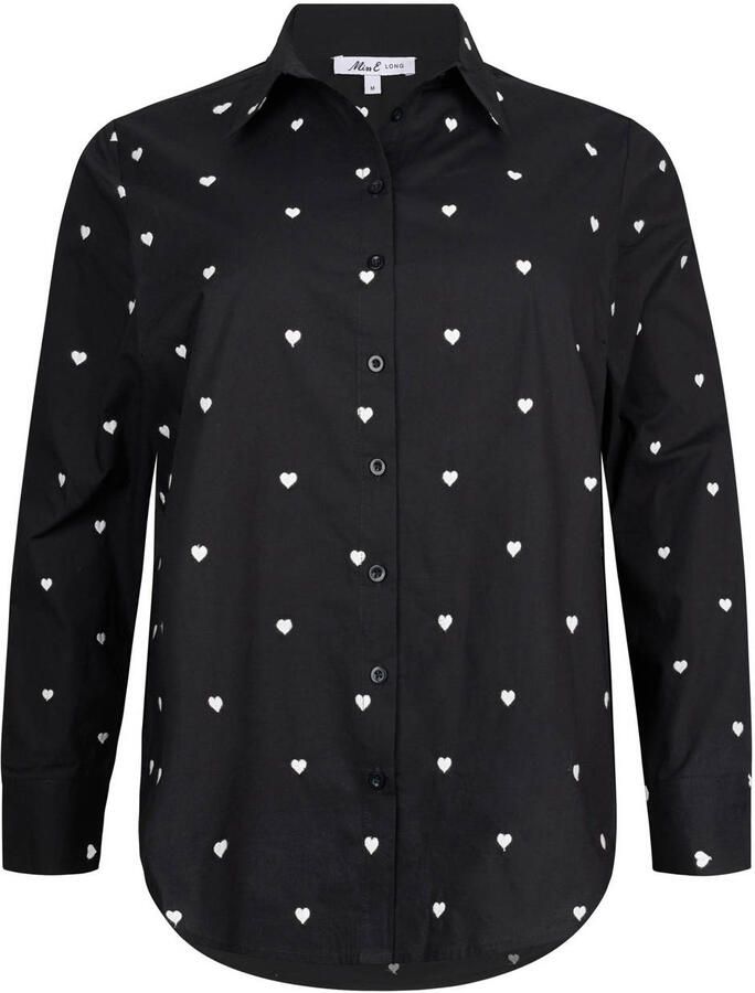 Miss Etam Plus blouse met hartjes zwart wit - Foto 2