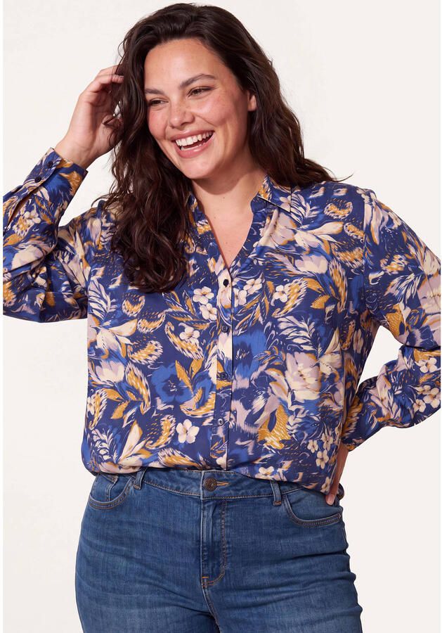 Miss Etam Plus blouse met print blauw
