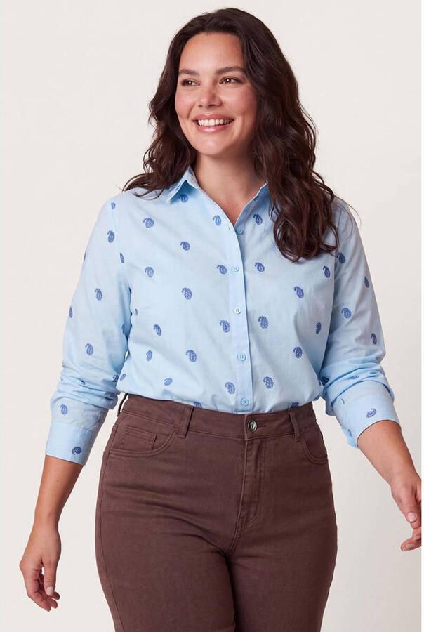 Miss Etam Plus blouse met print lichtblauw - Foto 3