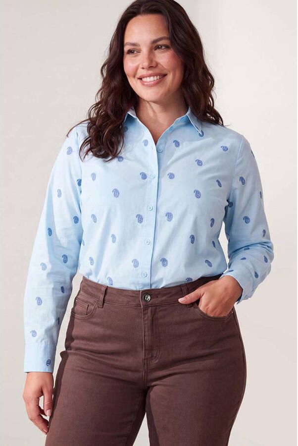 Miss Etam Plus blouse met print lichtblauw