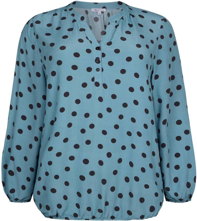 Miss Etam Plus blouse met stippen blauw
