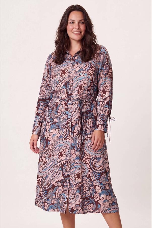 Miss Etam Plus blousejurk met print donkerrood