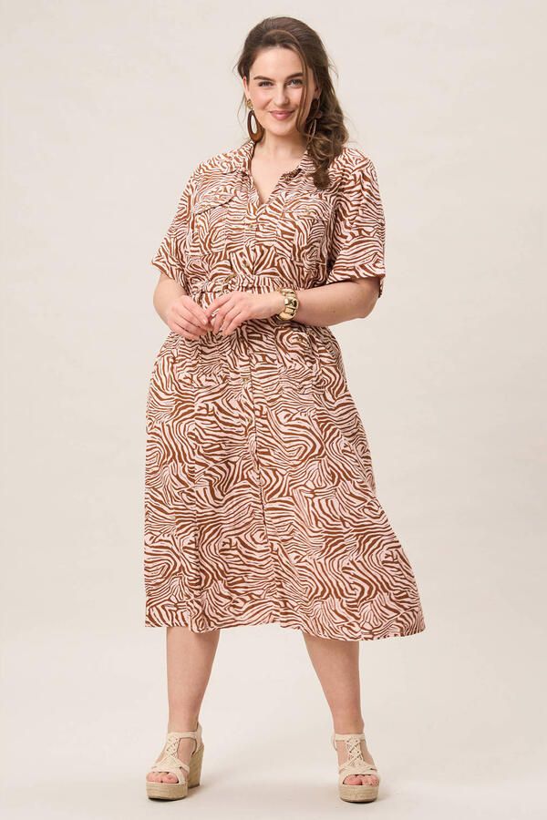 Miss Etam Plus blousejurk oranje - Foto 2