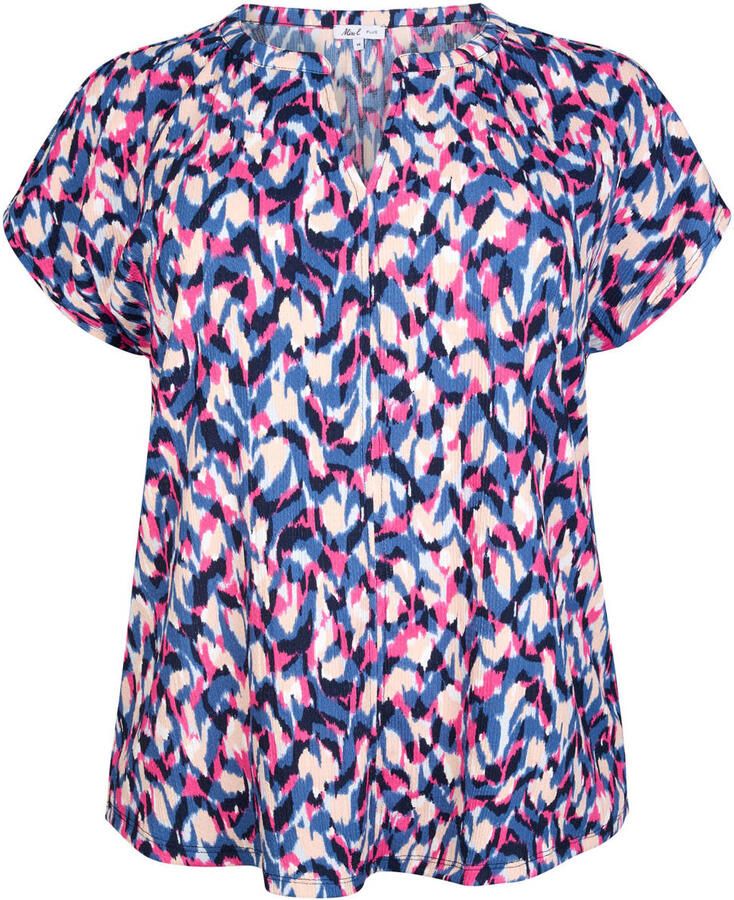 Miss Etam Plus blousetop met print blauw