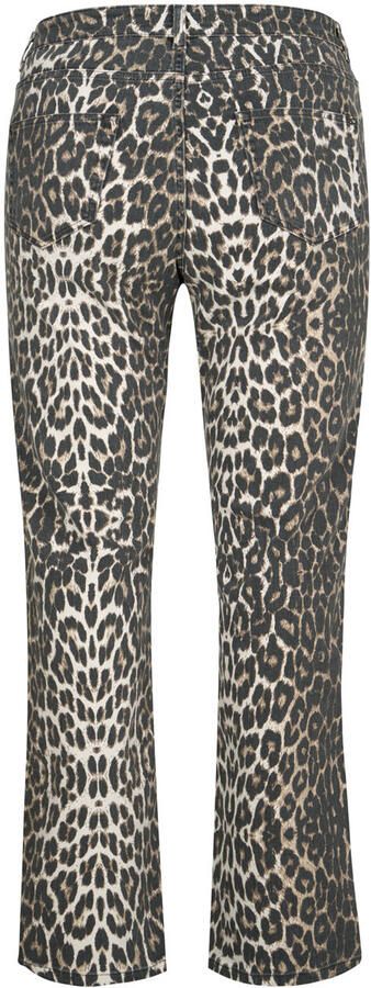 Miss Etam Plus straight leg jeans met panterprint bruin