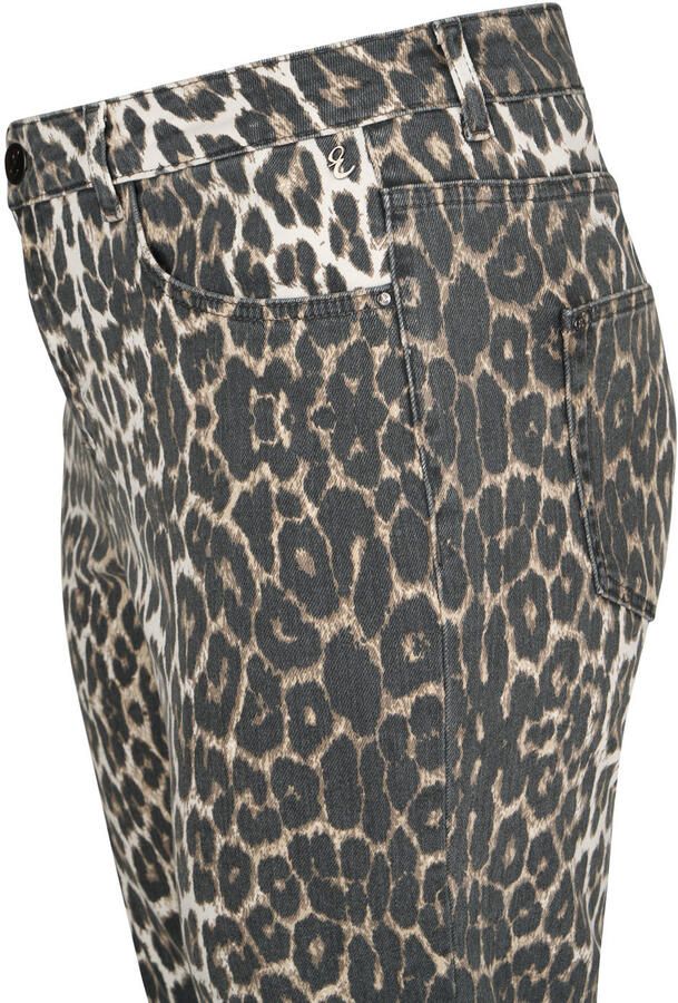 Miss Etam Plus straight leg jeans met panterprint bruin - Foto 2