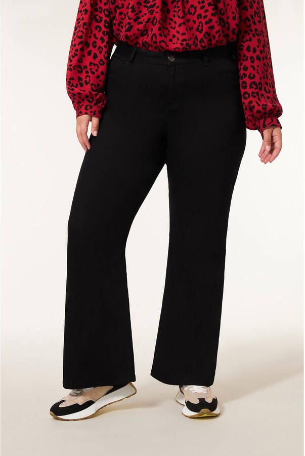 Miss Etam Plus flared high waist broek zwart