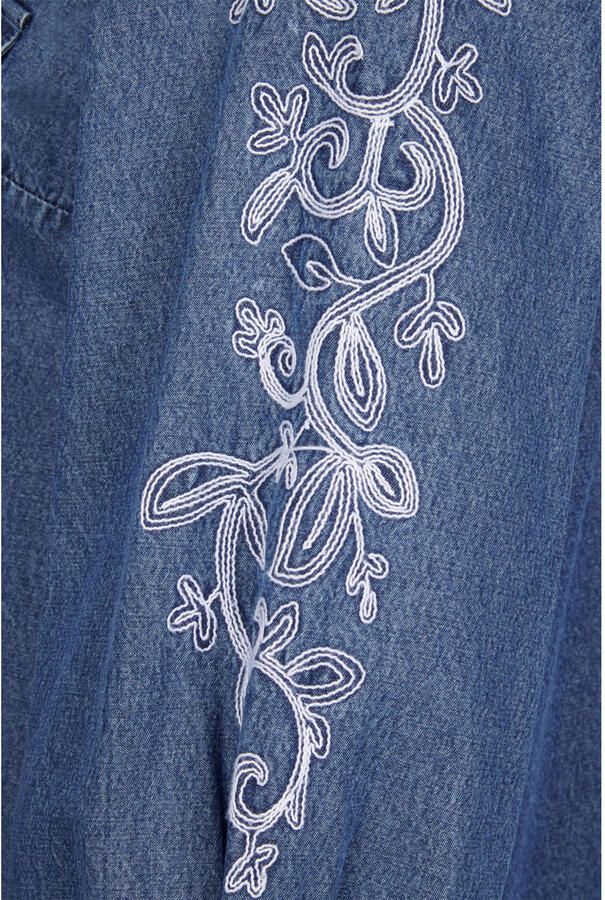 Miss Etam Plus gebloemde blouse dark blue denim - Foto 2