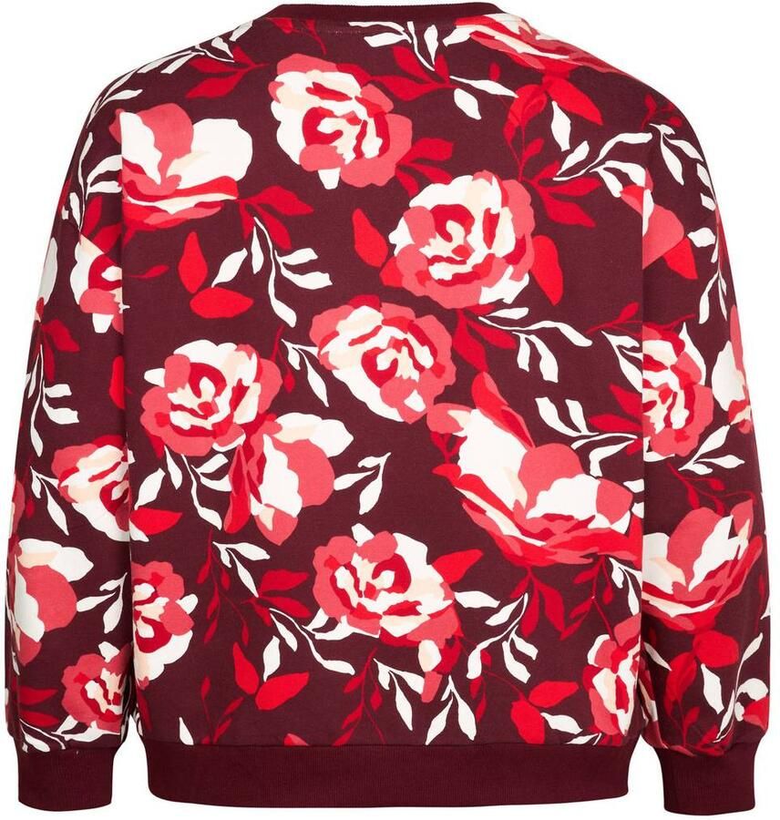Miss Etam Plus gebloemde sweater donkerrood - Foto 2