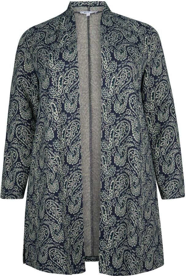 Miss Etam Plus gebreid vest met print donkerblauw - Foto 3