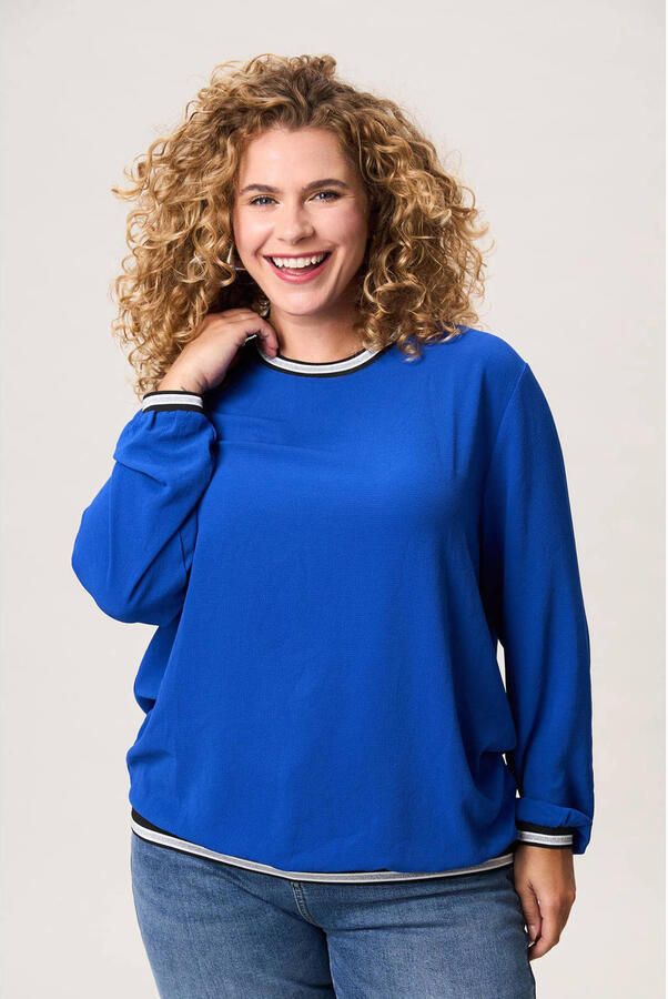 Miss Etam Plus gebreide trui blauw met lurex - Foto 3