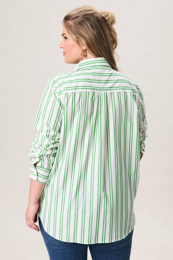 Miss Etam Plus gestreepte blouse groen - Foto 2