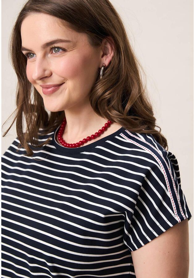 Miss Etam Plus gestreepte T-shirt donkerblauw - Foto 2