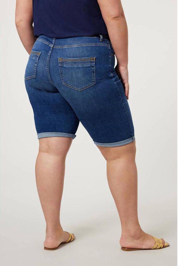 Miss Etam Plus high waist slim fit short medium blue denim - Foto 2