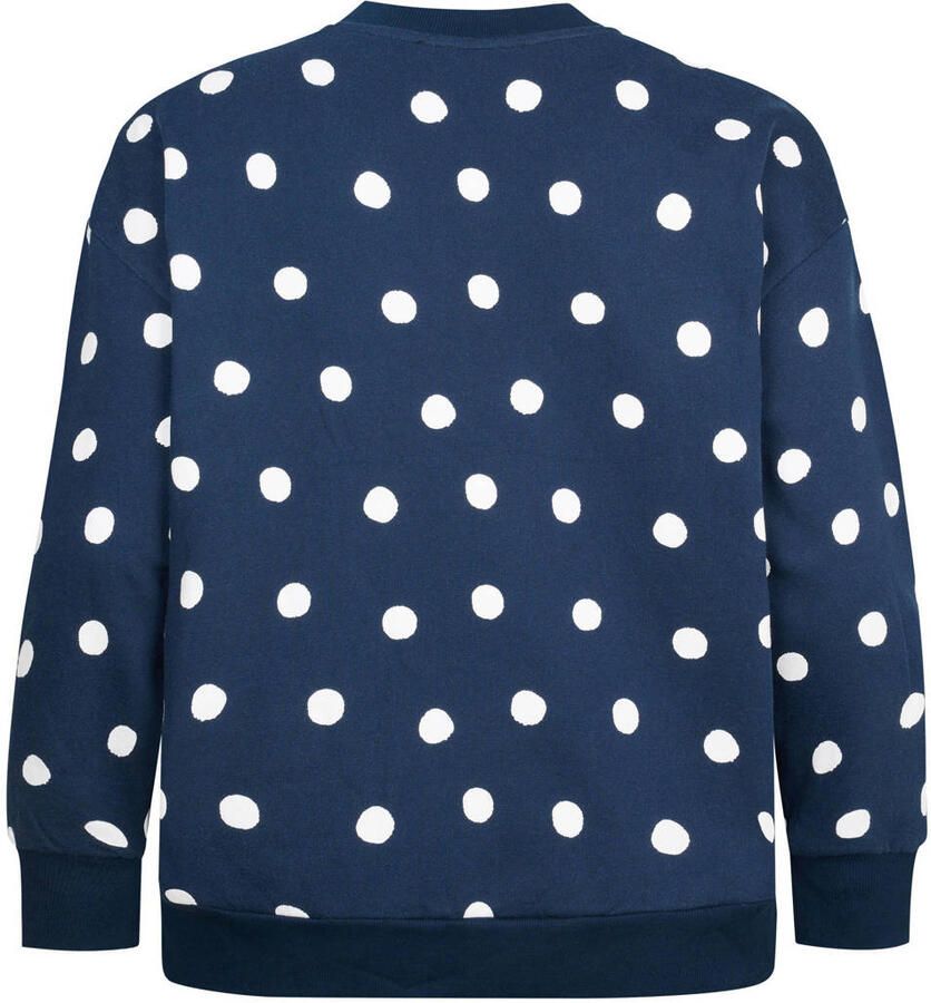 Miss Etam Plus katoenen sweater met stippen blauw