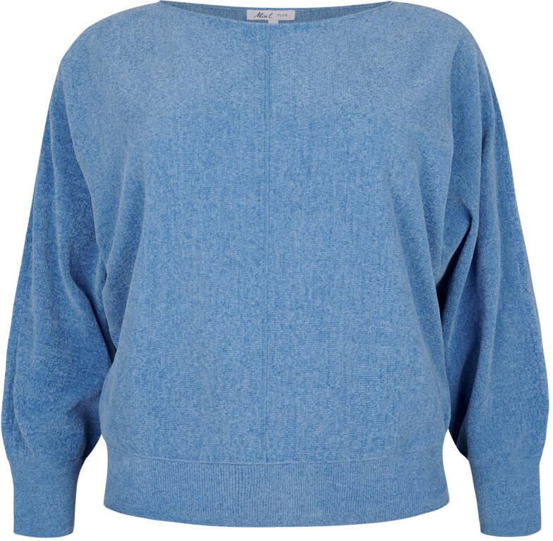 Miss Etam Plus pullover blauw fijn gebreid
