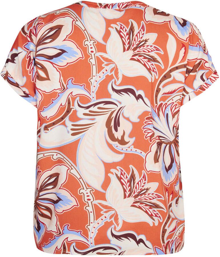 Miss Etam Plus rechtvallend blousetop met paisley oranje - Foto 2