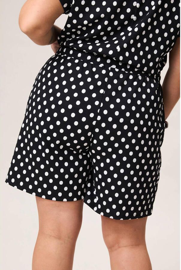 Miss Etam Plus regular waist casual short met stippen zwart - Foto 2