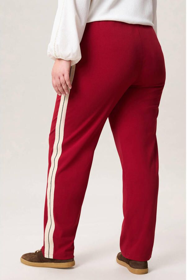 Miss Etam Plus regular waist gestreepte casual broek rood - Foto 3